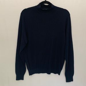 Brooks Brothers Mock Neck Silk Blend Navy Blue Sweater Size Small